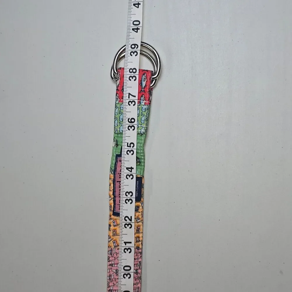 Vineyard Vines Fabric Patchwork D-Ring 100% Cotton Medium Belt